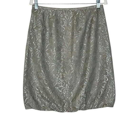 Loft Silver Metallic Bubble Hem Mini Cocktail Skirt | Size 6 - Picture 3 of 5